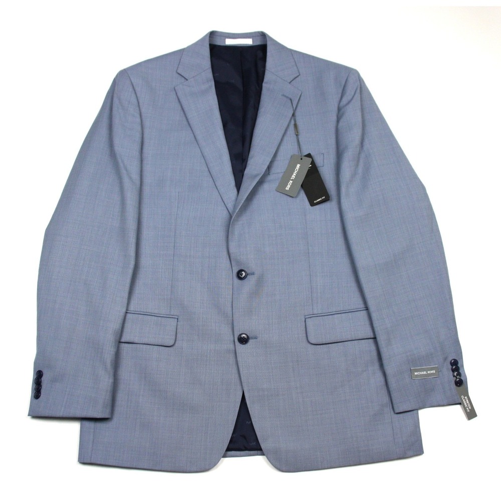 Michael Kors Kidwell Suit Jacket Mens 46 R Light Blue Wool Classic Fit Stretch